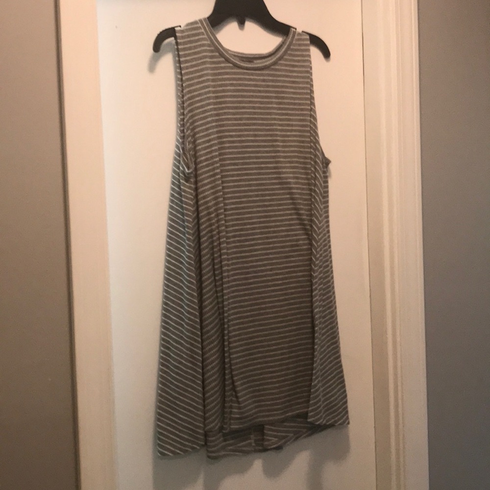 Gray and white striped dress